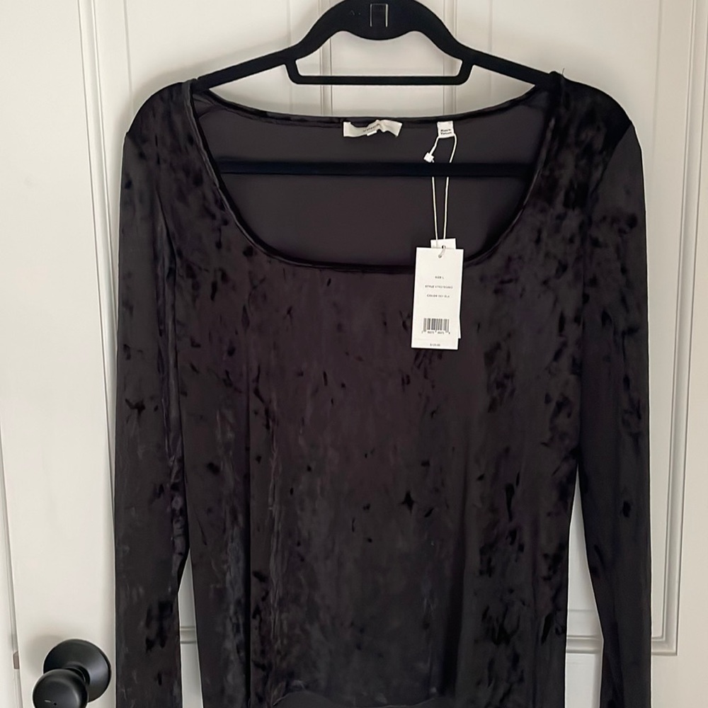 Brand new NBW WTO Vince Black Velour Square Neck Top Large